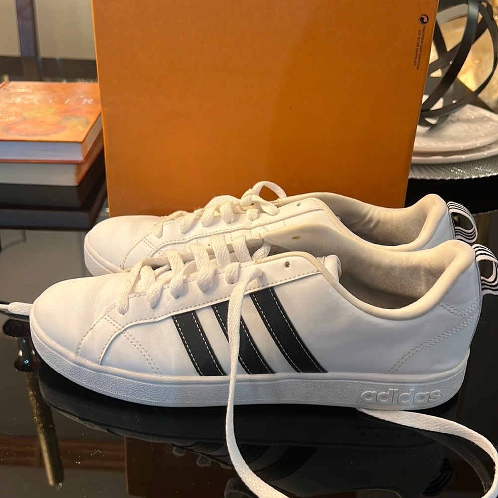 Adidas black and white shoes size 8.5